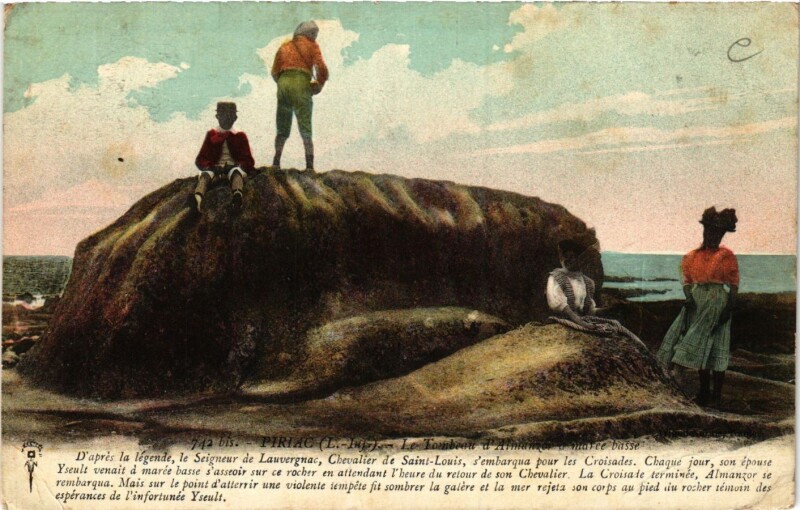 Carte postale ancienne Piriac - Le Tpmbeau d'Almanzar a marée basse