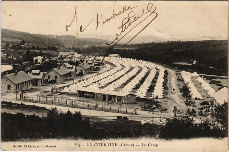 Carte postale ancienne La Courtine Le Camp France à La Courtine