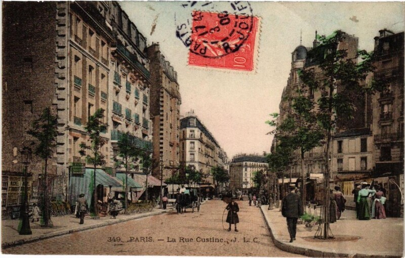Carte postale ancienne La Rue Custine à Paris 18e