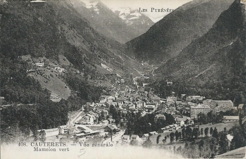 Carte postale ancienne Vue Générale - Mamelon vert à Cauterets