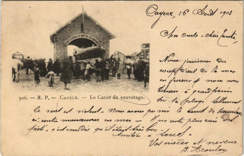 Carte postale ancienne Cayeux-sur-Mer Le Canot de sauvetage à Cayeux-sur-Mer