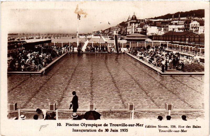 Carte postale ancienne Piscine Olympique de Trouville-sur-Mer Inauguration du 30 Juin à Trouville-sur-Mer