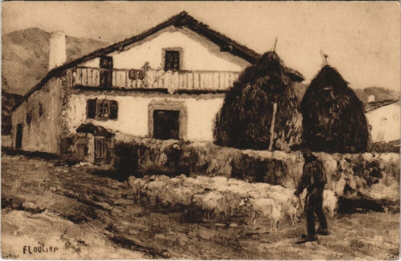 Carte postale ancienne Pays Basque Ferme Basque a Osses France