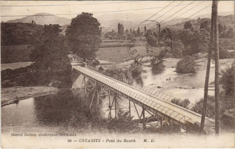 Carte postale ancienne Ustaritz Pont du Bourk France à Ustaritz