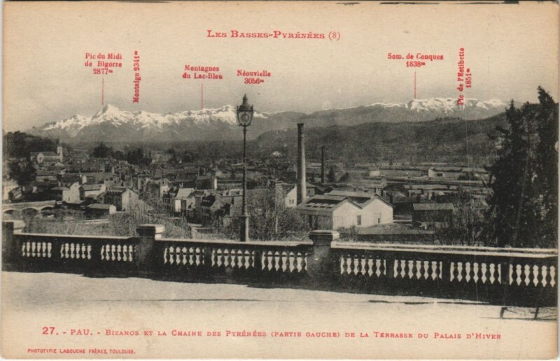 Carte postale ancienne Pau Bizanos et la Chaine France à Bizanos