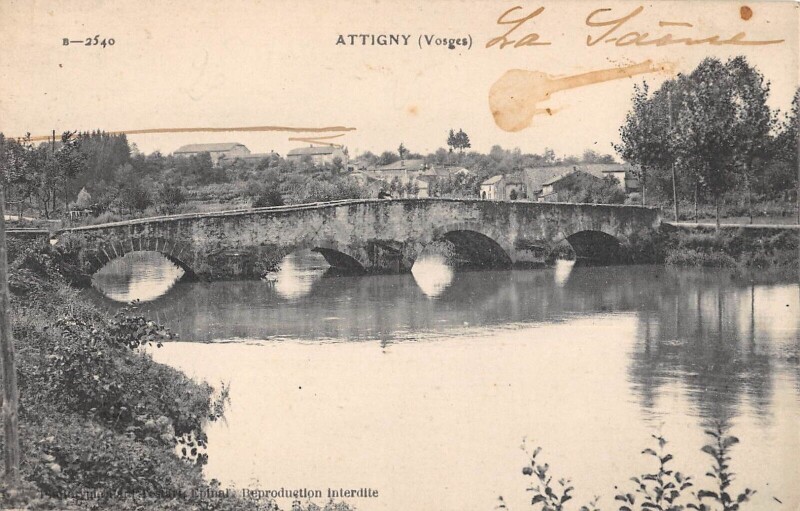 Carte postale ancienne Attigny - Vosges à Attigny