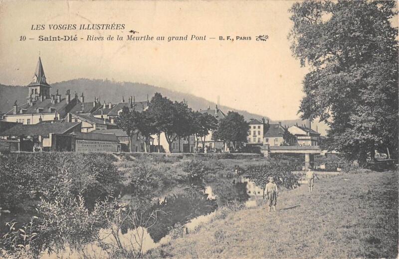 Carte postale ancienne Saint Die - Rives De La Meurthe Au Grand Pont à Grand