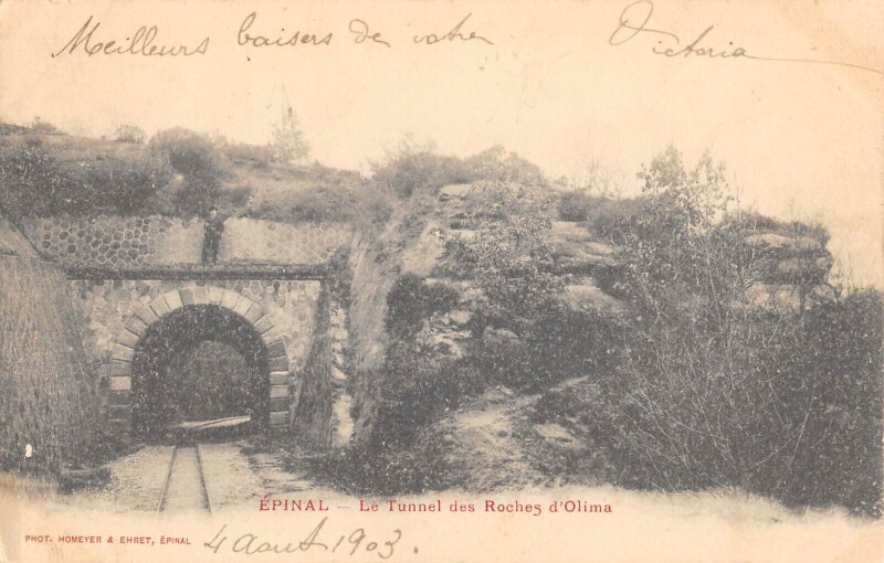 Carte postale ancienne Epinal - Le Tunnel Des Roches D'Olima à Épinal