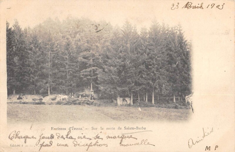 Carte postale ancienne Environs D'Epinal - Sur La Route De Sainte Barbe à Sainte-Barbe