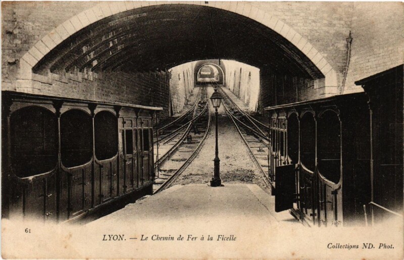 Carte postale ancienne Lyon - Chemin de Fer a la Ficelle à Lyon