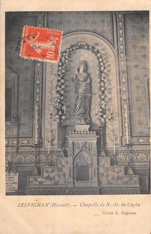 Carte postale ancienne Lespignan - Chapelle De N.d.du Cayla à Lespignan