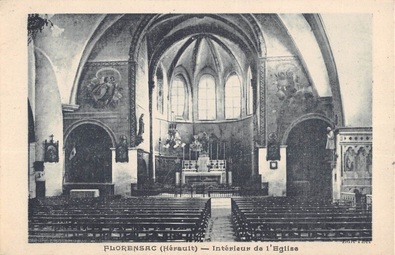 Carte postale ancienne Florensac - Interieur De L'Eglise à Florensac