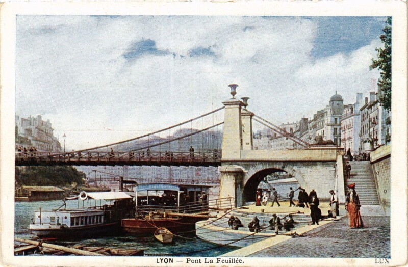 Carte postale ancienne Lyon - Pont la Feuille à Lyon
