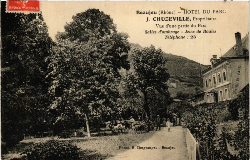Carte postale ancienne Beaujeu - Hotel du Parc - Chuzeville à Beaujeu