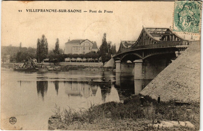 Carte postale ancienne Villefranche-sur-Saone - Pont de Frans à Villefranche-sur-Saône