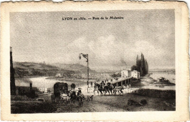 Carte postale ancienne Lyon - Pont de la Mulatiere à Lyon