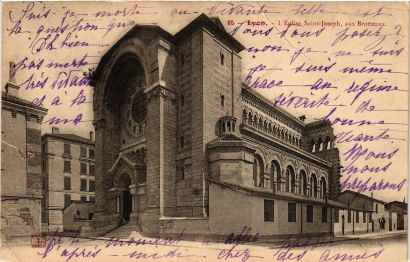Carte postale ancienne Lyon - L'Eglise Saint-Joseph aux Brotteaux à Lyon