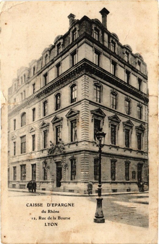 Carte postale ancienne Caisse d'Epargne du Rhone - Rue de la Bourse - Lyon