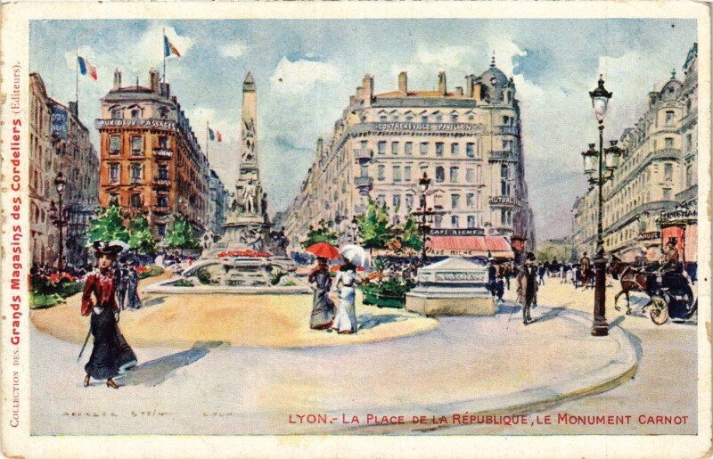 Carte postale ancienne Lyon - La Place de la Republique à Lyon