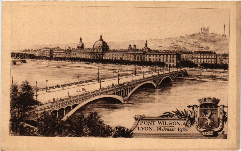 Carte postale ancienne Lyon - Pont Wilson à Lyon