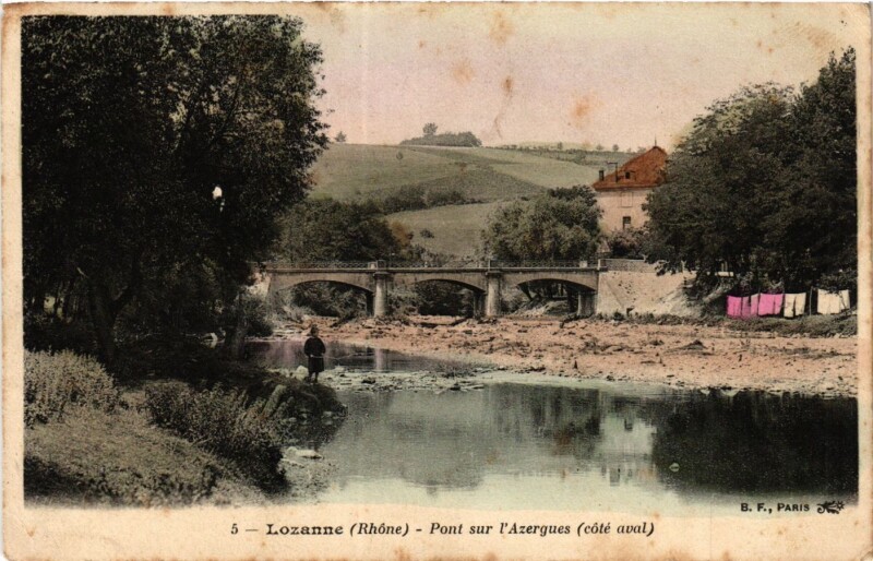 Carte postale ancienne Lozanne - Pont sur l'Azerques à Lozanne