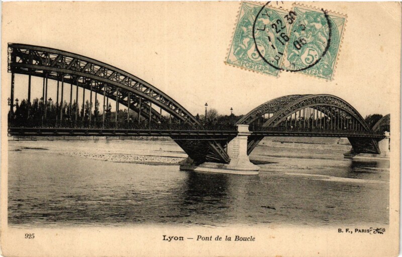 Carte postale ancienne Lyon - Pont de la Boucle à Lyon