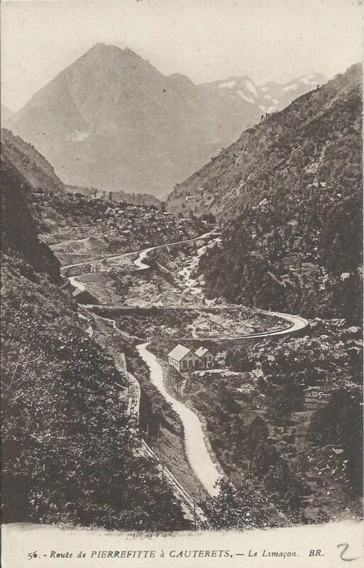 Carte postale ancienne Route de Pierrefitte à Cauterets – Le Limaçon à Cauterets