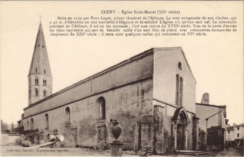 Carte postale ancienne Cluny Eglise St.Marcel France à Cluny