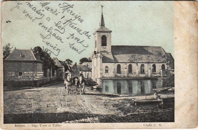 Carte postale ancienne Le Bosquel Eglise à Bosquel