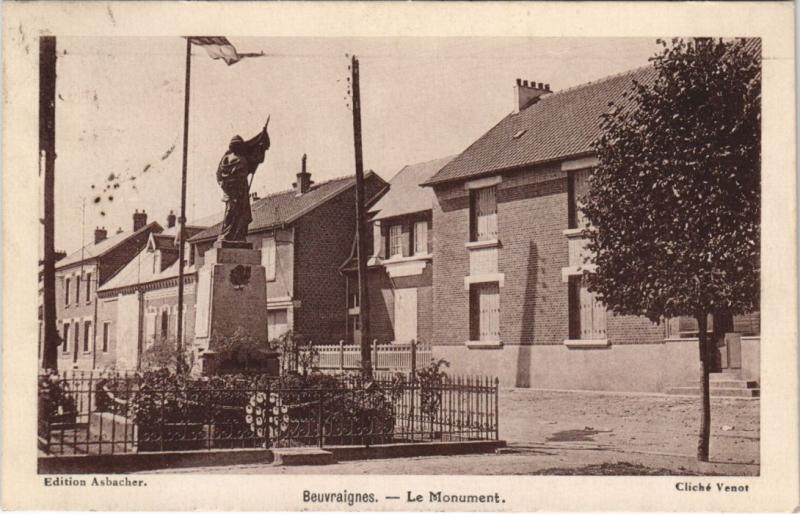 Carte postale ancienne Beuvraignes Monument à Beuvraignes