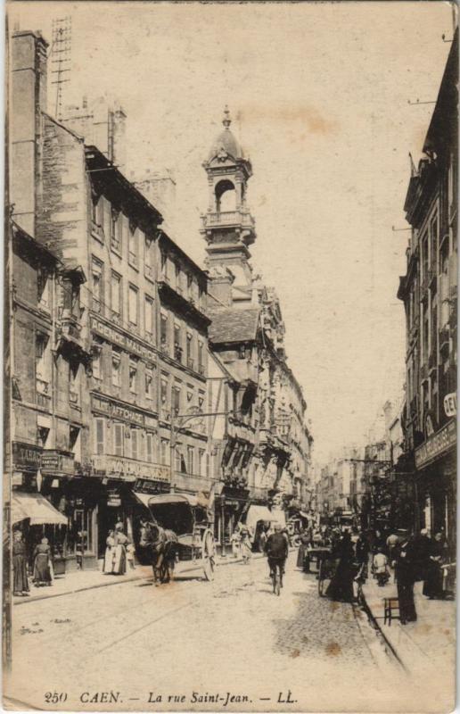 Carte postale ancienne Caen La Rue Saint-Jean