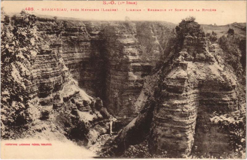 Carte postale ancienne Bramabiau Ensemble et Sortie de la Riviere France