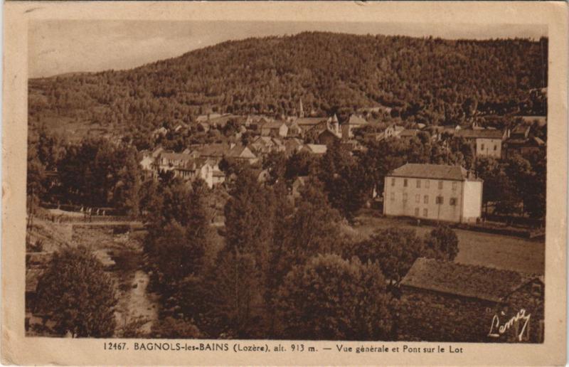 Carte postale ancienne Bagnols les Bains Vue Generale et Pont s le Lot France