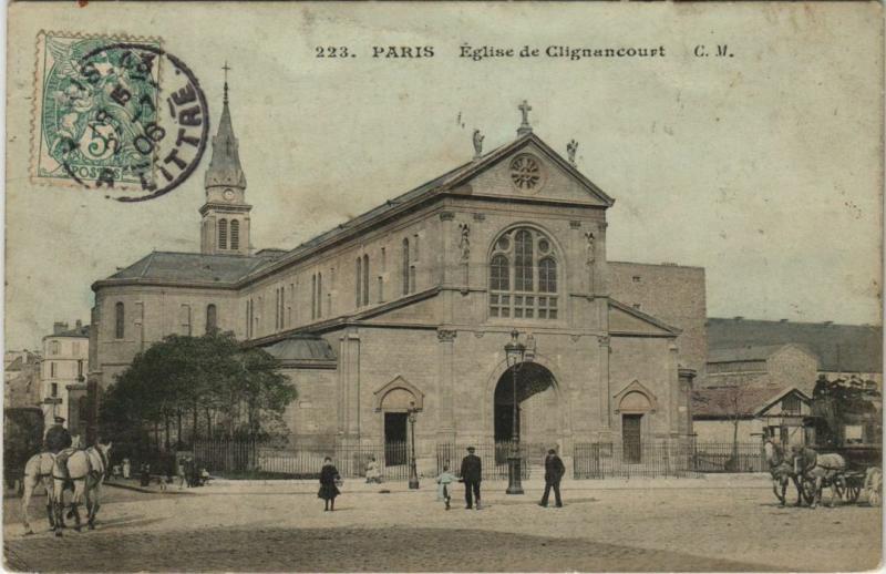 Carte postale ancienne Paris 18e Eglise de Clignancourt