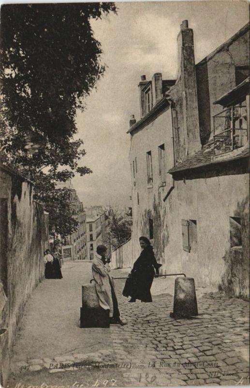 Carte postale ancienne Vieux Montmartre - La Rue du Mont-Cenis à Paris 18e