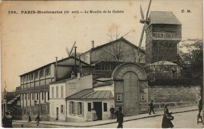 Carte postale ancienne Paris 18e Montmartre Moulin de la Galette