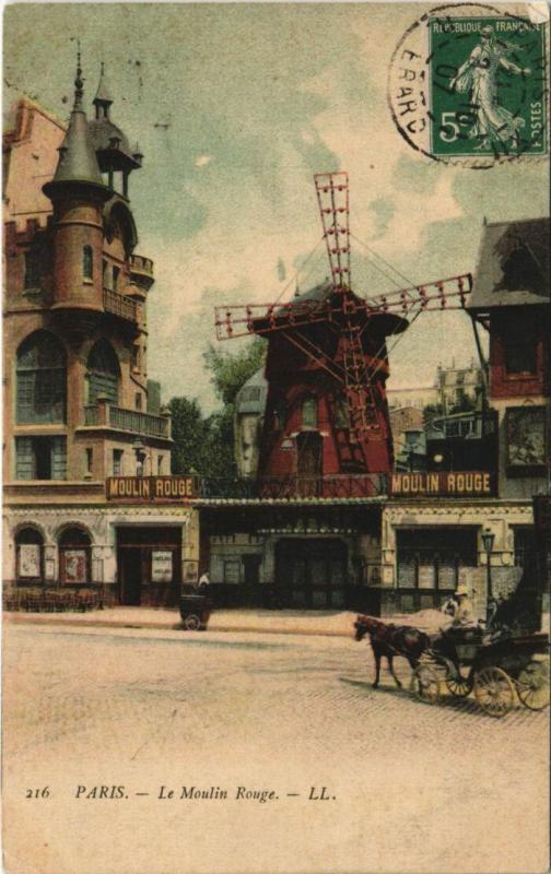 Carte postale ancienne Le Moulin Rouge (Place Blanche) à Paris 9e
