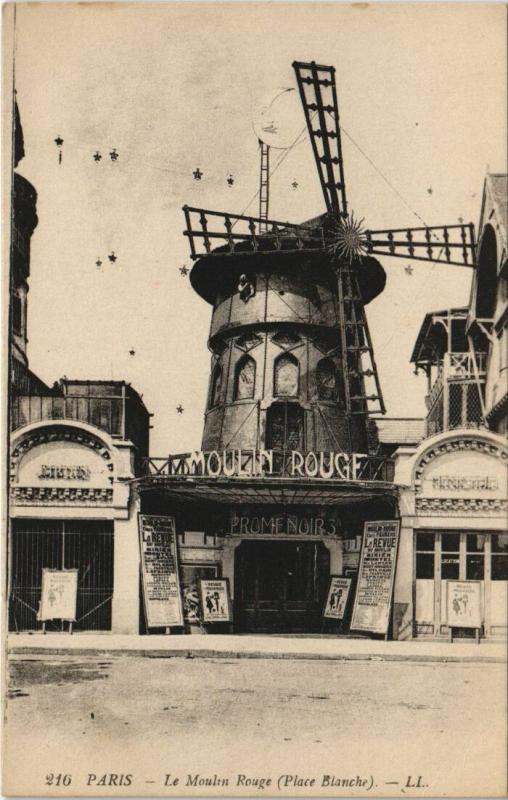 Carte postale ancienne Le Moulin Rouge, Place Blanche à Paris 18e