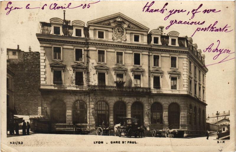 Carte postale ancienne Lyon - Gare Saint-Paul à Lyon