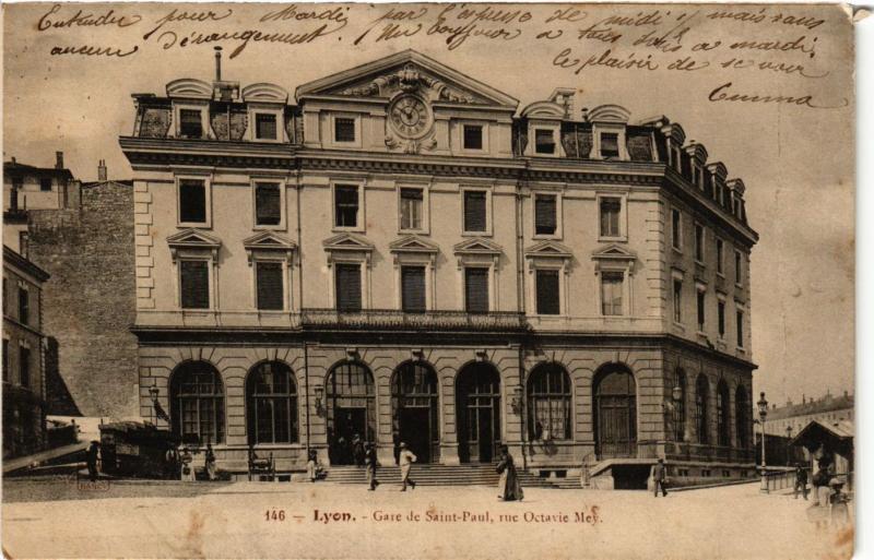 Carte postale ancienne Lyon - Gare de Saint-Paul à Lyon