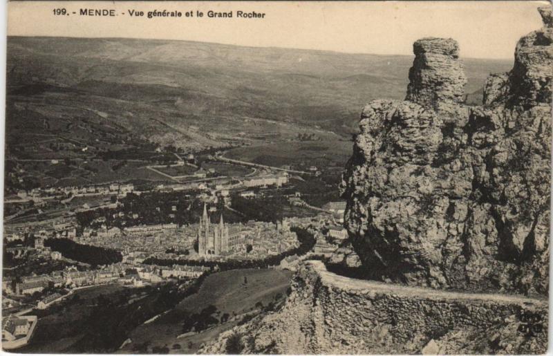 Carte postale ancienne Mende Vue Generale et le Grand Rocher France à Mende