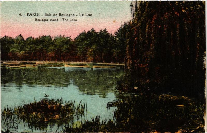 Carte postale ancienne Bois de Boulogne - Le Lac à Paris 16e