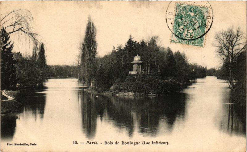 Carte postale ancienne Bois de Boulogne - Lac Inférieur à Paris 16e