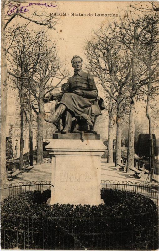 Carte postale ancienne Statue de Lamartine à Paris 16e