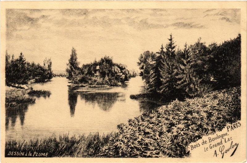 Carte postale ancienne Bois de Boulogne - Le Grand Lac à Paris 16e