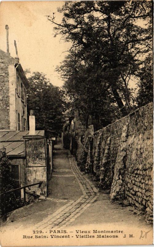Carte postale ancienne Vieux Montmartre - Rue Saint-Vincent - Vieilles Maisons à Paris 18e