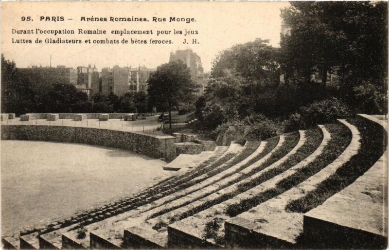 Carte postale ancienne Paris 5e-Arénes Romaines-Rue Monge à Paris 5e