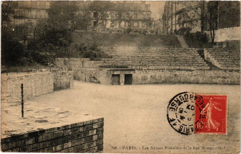 Carte postale ancienne Paris 5e-Les Arénes Romaines de la Rue Monge à Paris 5e