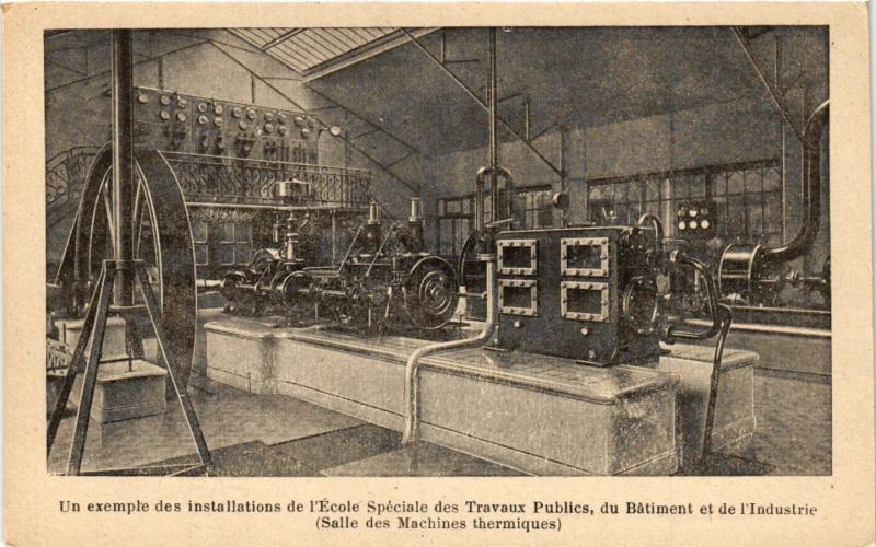 Carte postale ancienne Paris 5e-Salle des Machines thermiques à Paris 5e