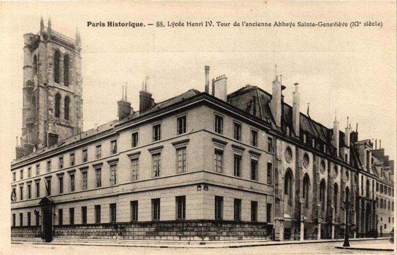 Carte postale ancienne Paris 5e-Lycée Henri Iv-Tour d'ancienne Abbaye Sainte-Geneviéve à Paris 5e
